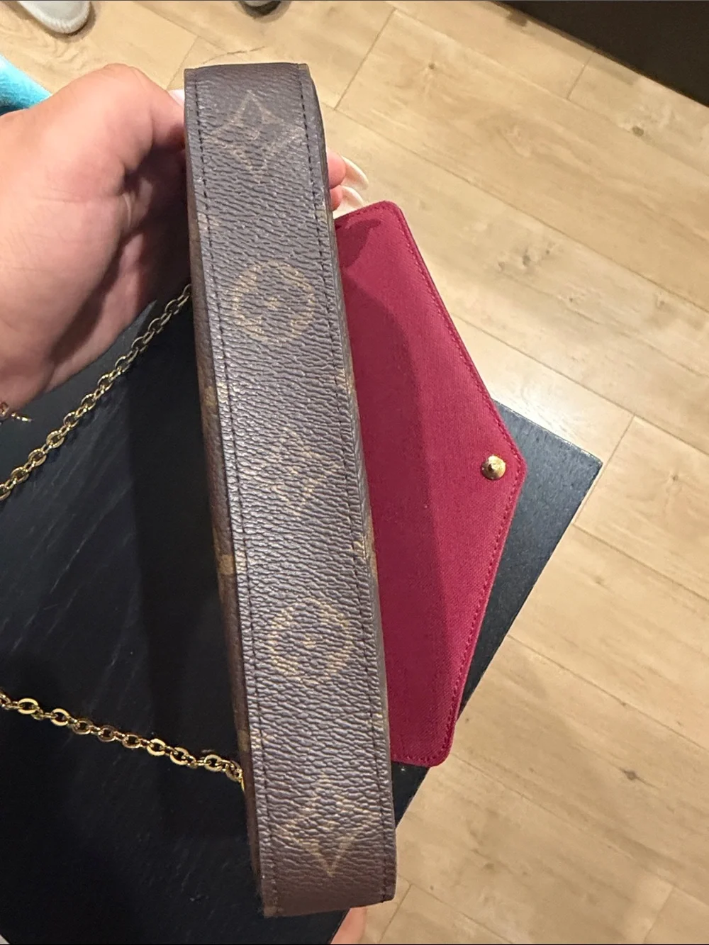 Louis Vuitton Monogram Canvas Chain Crossbody in Brown and Gold - Picture 5 of 7